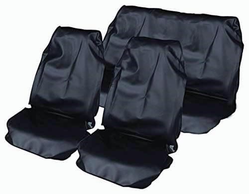 Image of AUTO HIGH Car Seat Covers Full Set, Waterproof Nylon Seat Protector, Universal Fit Front & Rear Auto Seat Covers for Most Car Van SUV Truck, Black