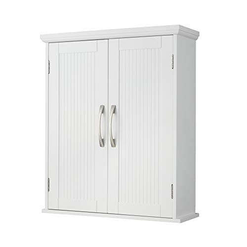 Image of Teamson Home Wooden Bathroom Wall Medicine Cabinet With Adjustable Shelves White EHF-F0007