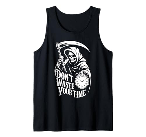 Image of Grim Reaper with Clock Gothic Dark Art Tank Top