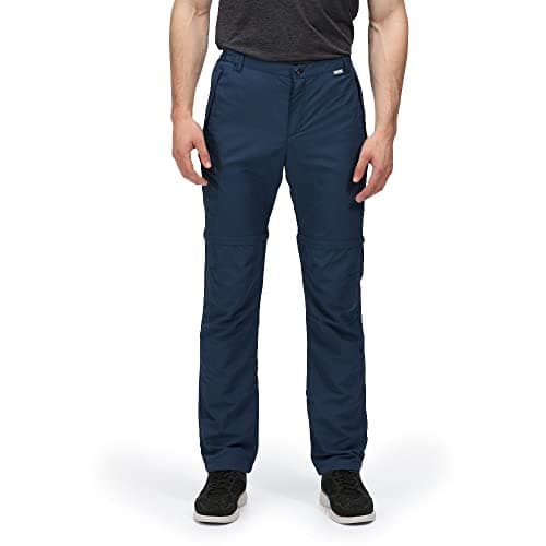 Image of Regatta Mens Highton Zip-Off Active Stretch Trousers Blue