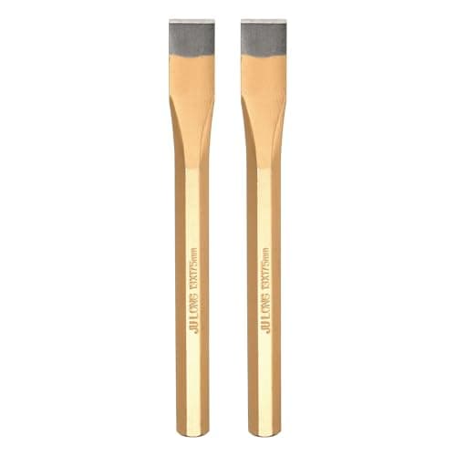 Image of sourcing map 2pcs Cold Chisel 13mm x 175mm Alloy Steel High Hardness Heat Treated Heavy Duty Octagonal Shank Flat Cold Chisel for Cutting Rivets Iron Steel Bronze Copper Bolts, Gold Gray