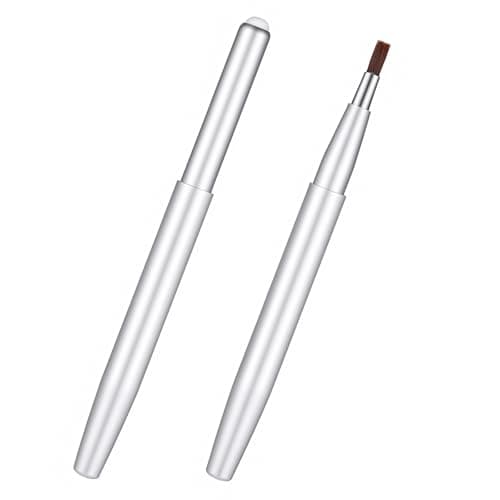 Image of 2 Pack Lip Brush, Retractable Lipstick Brushes with Cap, Silicone Lip Wands Flat Lips Balm Applicator for Women Girls Lipsticks, Lipgloss, Eyeshadow
