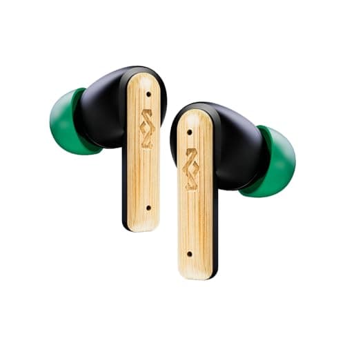 Image of House of Marley Little Bird True Wireless Bluetooth Earbuds - IPX4 Ear Buds with Built-in Microphone, 24 Hr Playtime In Ear Headphones, USB-C Quick Charge Earphones Case, Sustainable Materials, Black
