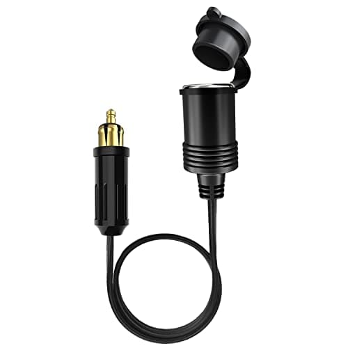 Image of Hoembpn Male Din Plug Cigarette Lighter Adapter Socket 30cm Waterproof, 12V/24V DIN Powerlet Plug to Standard Cigarette Lighter Female Extension Cable for Motorcycles