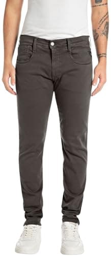 Image of Replay Herren Jeans Anbass Slim-Fit Hyperflex Colour X-Lite mit Stretch, Grey (Wood Grey 393), 28W / 32L