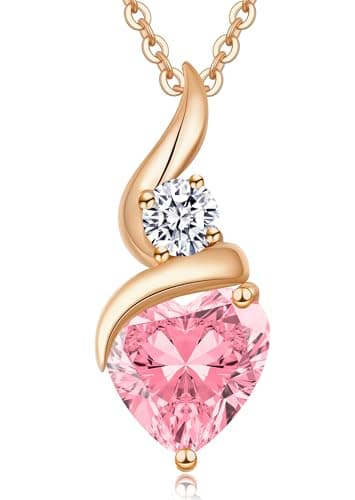 Image of LOUISA SECRET Infinity Heart Necklaces for Women 925 Sterling Silver or Brass Plated with Rose Gold Birthstone Pendant,Christmas Jewellery Gifts for Women/Wife/Her Anniversary Birthday Mothers Day