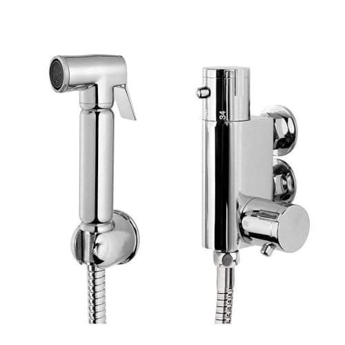 Image of Xcel Home Brass Thermostatic Bidet Shower -شطاف المسافر with Waterproof & Rust-Proof Feature - Wall Mount Douche Shower Spray for Toilet & Bathroom - Muslim Shower with Spray Hose - Chrome Color