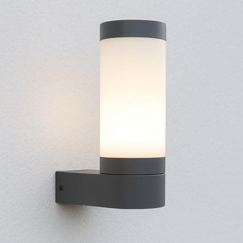 Image of CGC Lighting Rome Anthracite Dark Grey E27 Outdoor Wall Light Opal Diffuser IP44