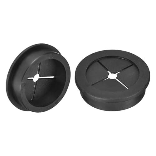 Image of TA-VIGOR 2Pcs Rubber Desk Cable Grommet, 1-9/16 Inch (40mm) Flexible Cable Hole Cover for Office Desk & Worktops, Quiet Wire Organiser with Tight Fit Cable Port – Black