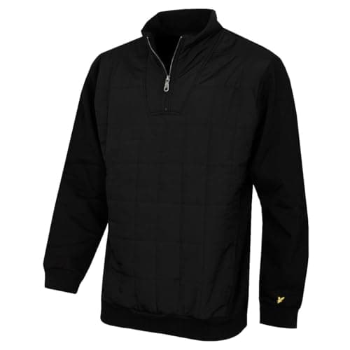 Image of Lyle & Scott Mens Hybrid Quilted Quarter Zip Sweater - Jet Black - L