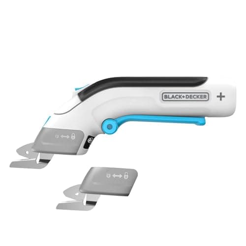 Image of BLACK+DECKER 4V MAX Electric Fabric Scissors, Cordless, USB Rechargeable (BCSC115FF), White