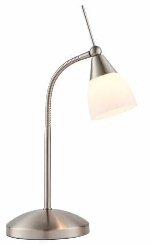Image of National Lighting Bedside Table Touch Lamp - Night Light with Touch Control - Gooseneck Desk Lamp with Opal Glass Light Shade - Decorative Lamp for Bedroom – Satin Chrome - G9