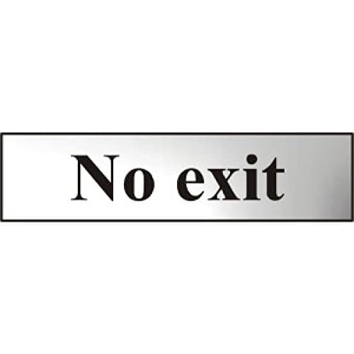 Image of Metal Self Adhesive Sign - No exit - Silver with Black Text - 200mm x 50mm