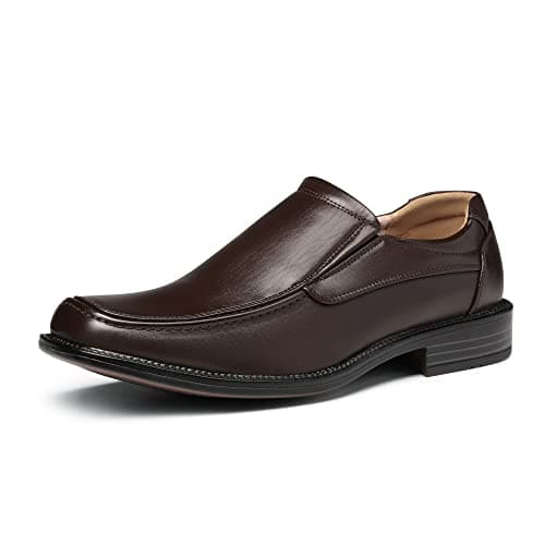 Image of Bruno Marc Men's Leather Lined Square Toe Dress Loafers Shoes,Size 10,Dark/Brown,GOLDMAN-02