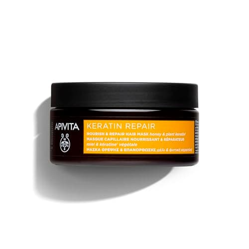 Image of Apivita Keratin Repair Nourishing and Repairing Hair Mask for Dry Damaged Hair 200ml - Natural Hair Treatment with Honey and Plant Keratin - Hair Breakage, Frizz-Control, Silky Hair