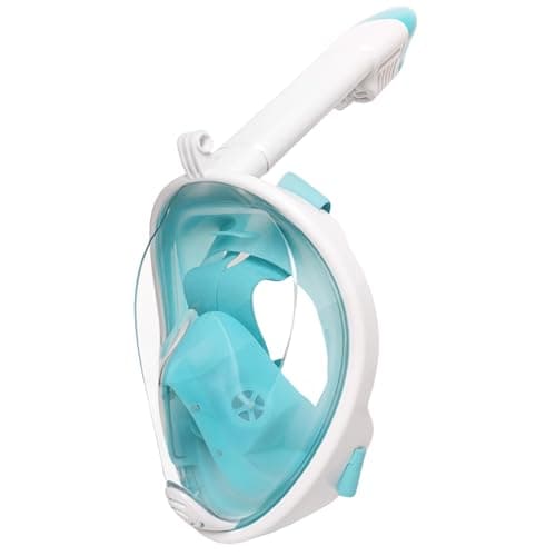 Image of Jsdoin Full Face Snorkel Mask Set ,180°view Design - Anti-fog, Anti-leak Technology - Sports Camera Compatible - for a Safe Adults and Kids 6-14 Snorkeling Experience（Green-S/M)