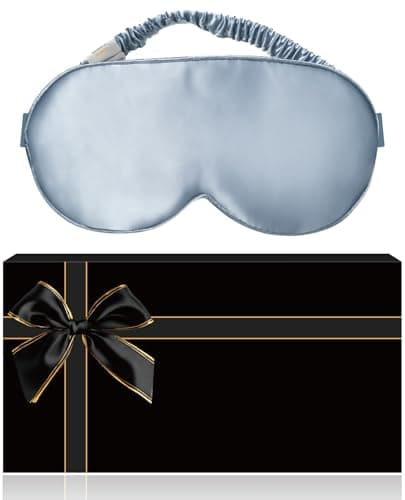 Image of Sleep Mask,Silk Eye Mask for Sleeping Women/Men/Girls,19 Momme Both Sides 100% Pure Mulberry Silk Blackout Anti-Allergy Blindfold with Elastic Strap for Night,Travel,Nap,Meditation (Baby Blue)