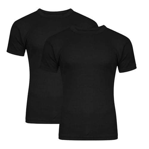 Image of Bonjour® Pack of 2 Men's Thermal T Shirt, Warm Underwear Baselayer, S M L XL XXL Thermals Tees Black