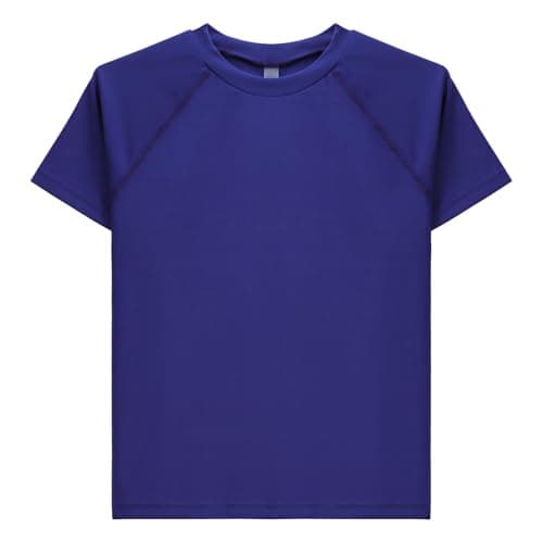 Image of SCCGKP Boys Rash Guard Short Sleeve Swim Shirt UPF 50+ Kids Youth Surfing Water Beach Swimwear Top Quick Dry (UK, Age, 7 Years, 8 Years, Regular, Navy)