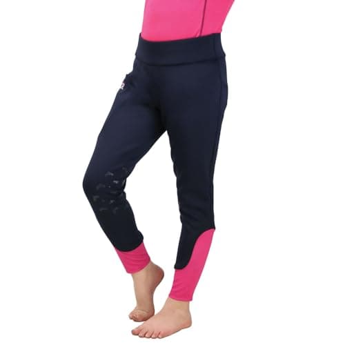 Image of HY EQUESTRIAN Sara Riding Tights by Little Rider - Navy/Pink - 5-6 Years