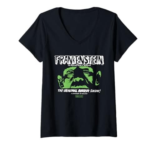 Image of Womens Universal Monsters Frankenstein The Original Horror Show V-Neck T-Shirt