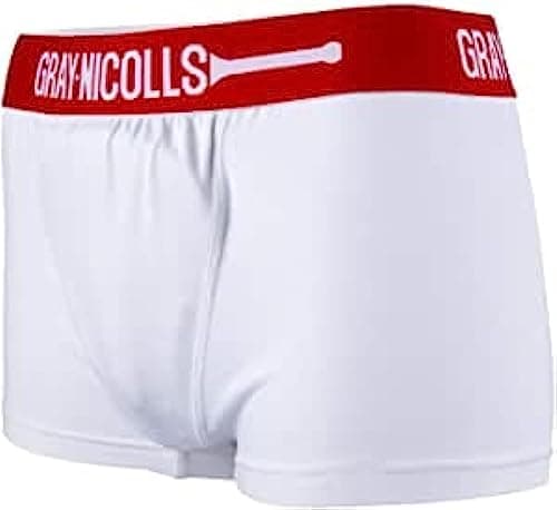 Image of Gray-Nicolls MEN'S COVER POINT TRUNKS - WHITE/RED - NEW FOR 2020 (M)
