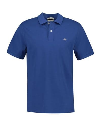 Image of GANT Men's Reg Shield Ss Pique Polo Shirt, Blue (Vintage Blue), XXL