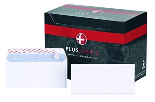 Image of Plus Fabric DL White Wallet Peel and Seal Envelope With Powertac and Easy Open, 120 GSM, Pack of 500