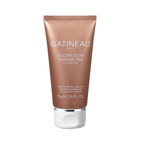 Image of GATINEAU Golden Glow Gradual Tan - 75ml, Self Tan Lotion + 2 in 1 Body Moisturiser, Quick Dry Easy Application, Coconut Oil & Vitamin E, Buildable Natural Tan, Dermatologist Tested & Cruelty Free