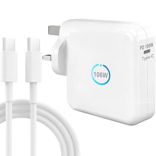 Image of FiveBox 106W USB C Super Fast Charger,Compatible with Mac-Book Pro Charger/Mac-Book Air Charger,Compatible with Mac-Book Pro 16, 15, 14, 13Inch, MacBook Air,iPad Pro,for Laptop/Tablet with USB C Port