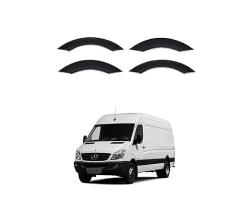 Image of For Mercedes Sprinter W906 & VW Crafter (2007-2017) 4-Piece Wheel Arch Trims Set - Matte Black ABS Fender Flares - Rust Protection & Styling Kit