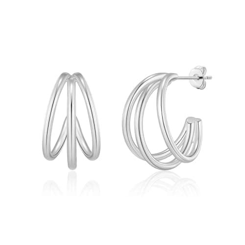 Image of Philip Jones Silver Plated Triple Illusion Hoop Earrings