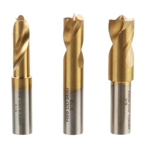Image of 3pcs Spot Weld Drill Bits Set High Speed Welder Steel Hss Tip Titanium Coated Cutter Cobalt Welding Remover Work Twist Drill Bit Tools Equipment Accessories 6.5mm 8mm 10mm 1/4in 5/16in 3/8in Golden