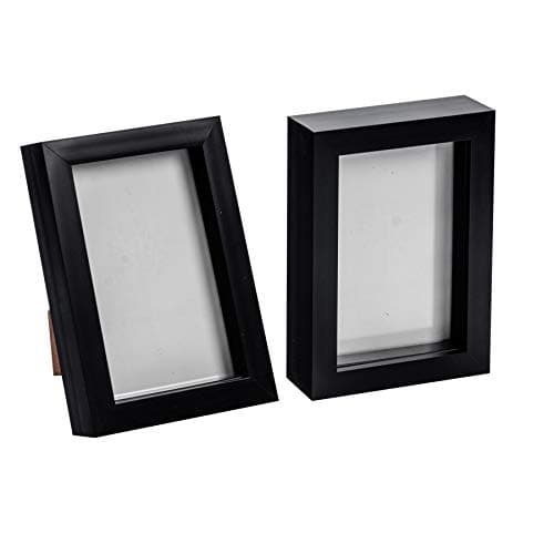 Image of Nicola Spring 3D Shadow Box Photo Frames - 4 x 6 (10 x 15cm) - Pack of 2 - Black 3D Photo Frame Picture Frame Box Small Portrait Display Case for Crafts, Keepsakes, Wedding, Graduation