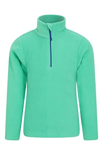 Image of Mountain Warehouse Camber II Kids Half-Zip Fleece - Lightweight & Breathable Microfleece Sweatshirt For Boys & Girls - For Spring Summer, Outdoors & Travelling Dark Green Kids Size 9-10 Years
