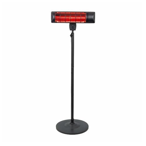 Image of Eurom Q-Time Golden 1800S Infrared Patio Heater – 1800W Outdoor Electric Heater with Low Glare | Golden Halogen Lamp | 2 Heat Settings | Tip Over Protection | Wall-Mount or Free-Standing Pedestal