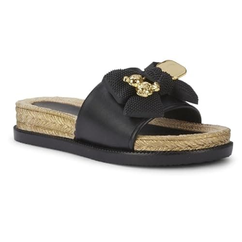 Image of sole london Womens Ladies Mid Wedge Flatform Espadrilles Mules Sandals Shoe Size Bow Sandals_ BLACK 3