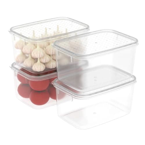 Image of Cetomo 2.2L*4 Food Storage Container, Fridge Organizer with Lid, Plastic Refrigerator Organizers for Pantry and Fruits, BPA free, Freezer Safe, Microwave Safe, Durable, Food Grade, Clear, 2.2L-4 Pack