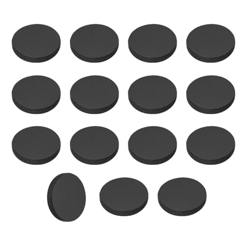 Image of sourcing map 15Pcs Rubber Solid Discs Washers, 10mm OD x 2mm Thick Anti Slip Bumper Pads Non-Adhesive Rubber Spacers Flat Round Gasket Pad for Furniture Appliances DIY Craft, Black
