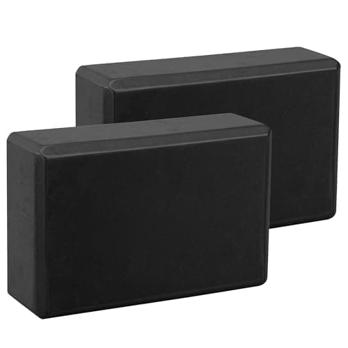 Image of EXERZ Yoga Blocks 2pcs Gym Bricks -Comfortable Fitness Yoga Bricks, Anti-Slip, Lightweight and Travel Friendly Pilates Practice (Black)