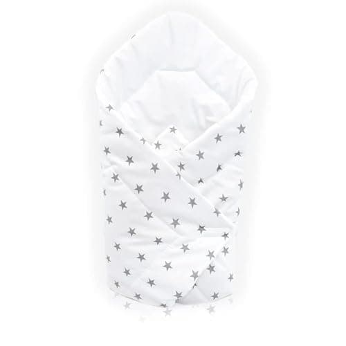 Image of Babymam Baby Swaddle Wrap Infant Bedding Blanket/Cotton Newborn Duvet Quilt Envelope 0 to 3 Months (Grey stars on white background)