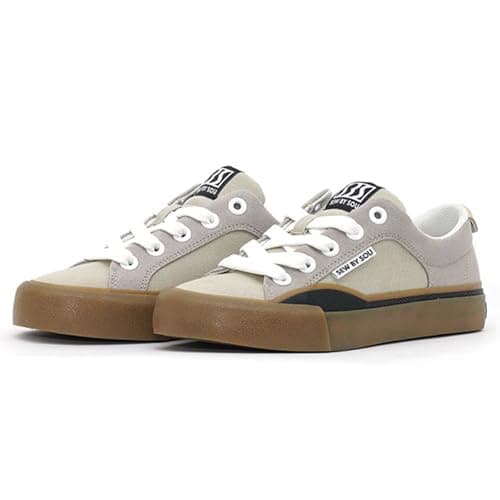 Image of Skate Shoes for Men Women Low Top Pro Skateboard Training Casual Sneakers, L.beige, 6.5 UK