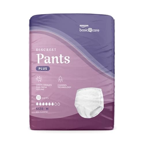 Image of Amazon Basic Care Lady Pants Plus Medium - 40 Count (4 Packs of 10), White