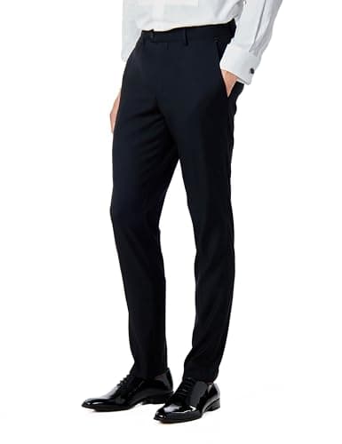 Image of Xposed Mens Classic Plain Black Formal Dress Suit Trousers [TRS-DARO-ALL-BLACK-32 UK]