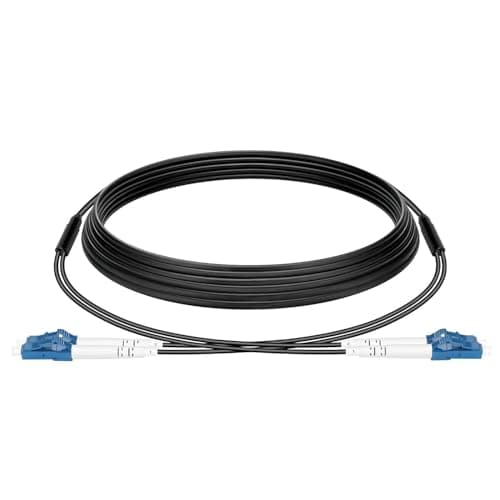 Image of Vesperia 30m(98.4ft) Armored Fiber Optic Cable LC/UPC to LC/UPC Low Friction LSZH OS2 Duplex Mono Mode 9/125μm with Adapter Coupler,Suitable for Indoor and Outdoor,Black