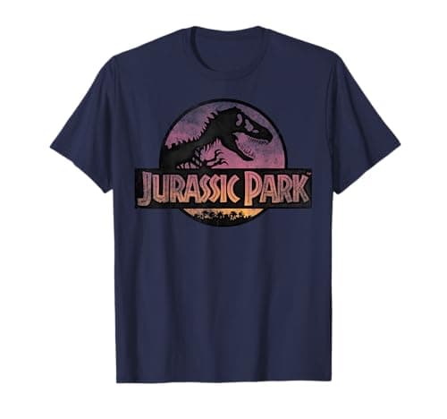 Image of Jurassic Park Neon Distressed Light Pink T-Rex Movie Logo T-Shirt
