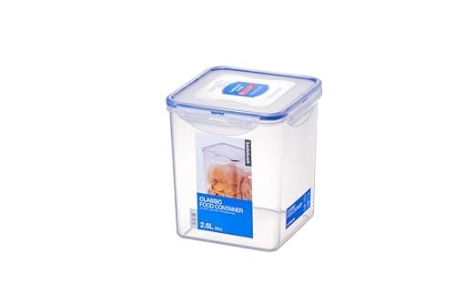 Image of Lock & Lock Square Storage Container - Square 2.6 Litre (155 x 155 x 170 mm), Clear/Blue