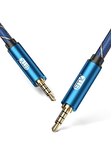 Image of EMK® TRRS 3.5mm Audio Cable Nylon Braided 4-Pole Male to Male Hi-Fi Stereo AUX Cord (1.5M, 4-Pole TRRS 3.5mm Audio Cable, Blue)