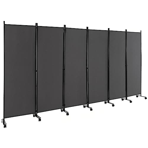 Image of Multigot 1/3/4/6 Panel Room Divider, Folding Wall Privacy Screen Protector, Movable Partition Privacy Separator for Living Room Bedroom Office (Grey, 6 Panels: 335 x 30 x 172cm)