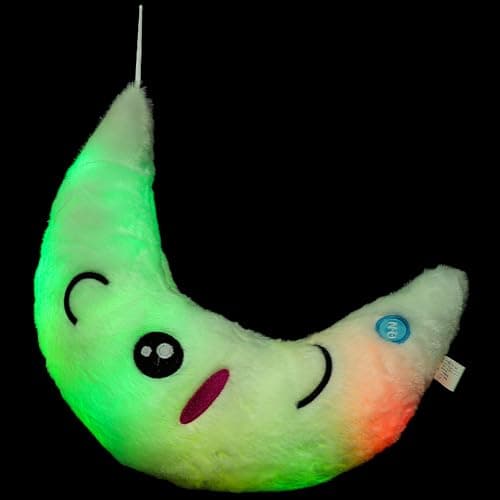 Image of Artibetter LED Colorful Light Up Moon Plush Pillow, Soft White Glow Cushion for, Decorative Luminous Stuffed Pillow Gift for Bedroom and Sofa